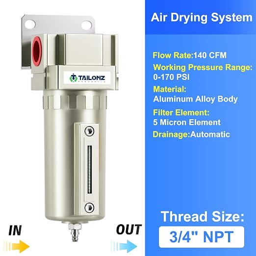 TAILONZ PNEUMATIC 3/4" NPT Industrial Grade Heavy Duty Particulate Air Filter - Image 9