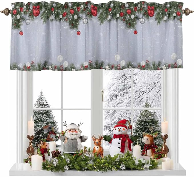 Christmas Curtain Valances for Windows, Kitchen Valance Window Treatment by Unknown