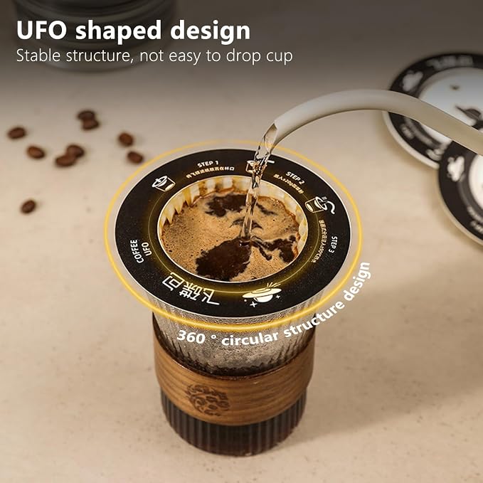 UFO Coffee Filter Paper Bag, Portable Hanging Ear Drip Coffee Bag, Single Serve - Image 4