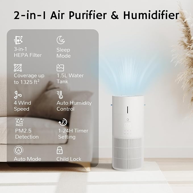 Airthereal 2-in-1 Air Purifier & Humidifier Combo - Image 2