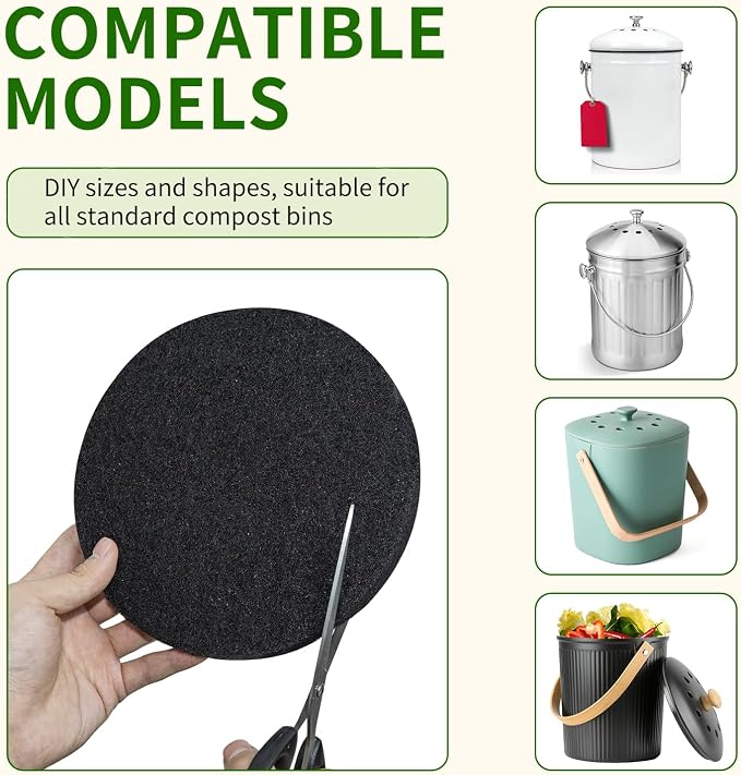 7.25 inch Compost Filters for Countertop Bin Saiqiang 12Pack Charcoal Filter - Image 5