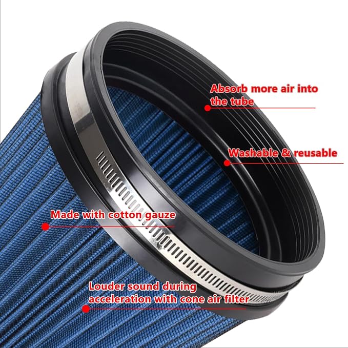 MUGE RACING 6" 152 mm High Flow Inlet Air Filter, Air Intake Cone Filter - Image 2