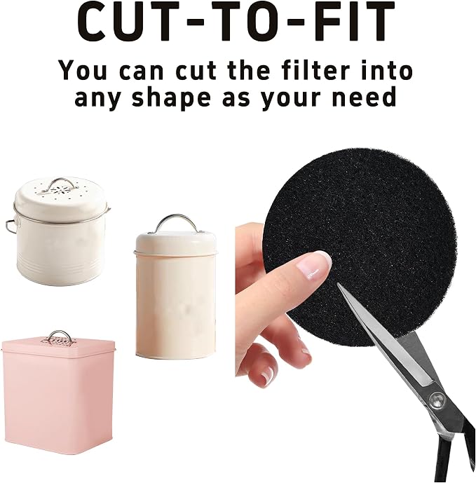 6PCS 6.7” Round Compost Bin Charcoal Filters, 0.4” Thick Activated Carbon - Image 7