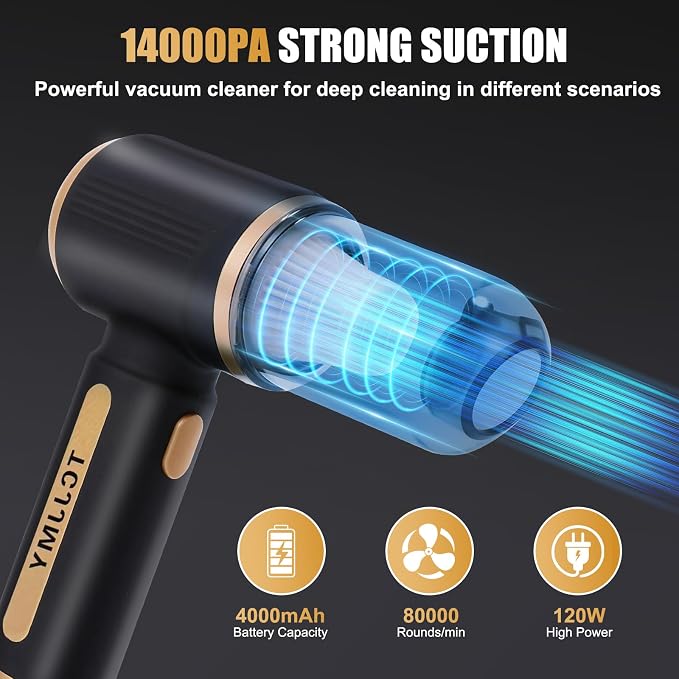 4-in-1 Cordless Car Vacuum Cleaner, 14000PA Powerful Handheld Vacuum - Image 2