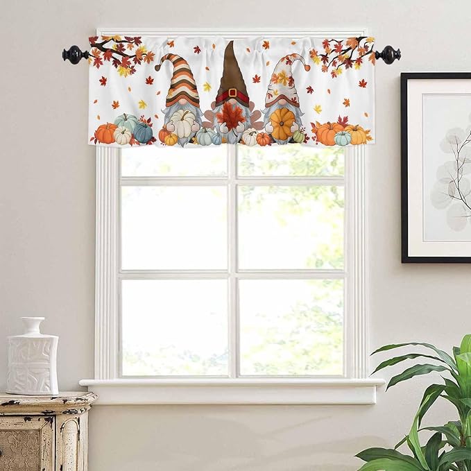 Fall Kitchen Curtain Set, Light Filtering Short Curtains Valance - Image 7
