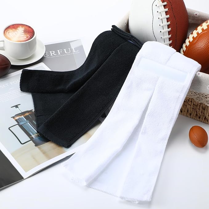 Shimeyao 2 Pcs 2 Pcs Cotton Sports Football Towel with Closure Pitching Football Sweat Towel for Sports Gym Men Women Accessories(Black, White)