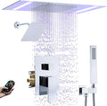 Rain Shower Head System with 14x20 Inch Ceiling Mount LED Head & 6 Inch Wall Head and Handheld Shower 3 Way Pressure Balance Valve Kit,Polished Chrome
