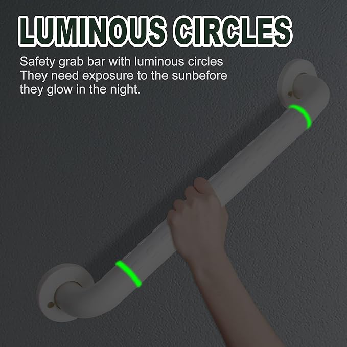 Handicap Grab Bars for Shower ，Elderly Wall Mount bathro Safety ， Handle Bath Grab Anti Slip Grip Heavy Duty （White11.8in）