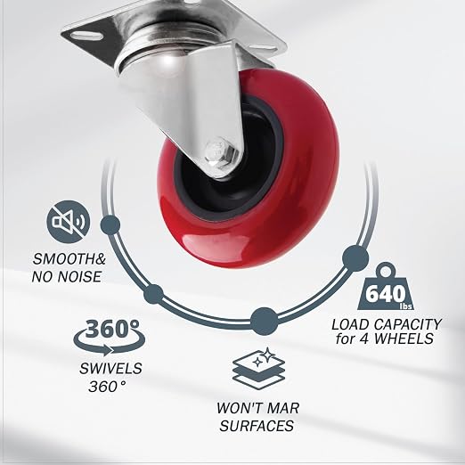 POWERTEC 3 Inch Swivel Caster Wheels Set of 4 - Image 3
