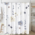 Gibelle Watercolor Floral Shower Curtain, Grey Beige Flower Shower Curtain for Bathroom, Modern Minimalist White Waterproof Fabric 72x72 Inch