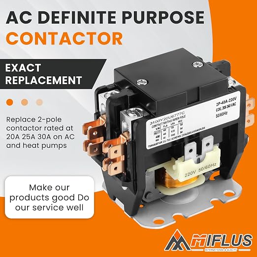 2 Pole Air Conditioner Contactor 40 Amp 220V Coil, AC Definite Purpose Contactor - Image 3