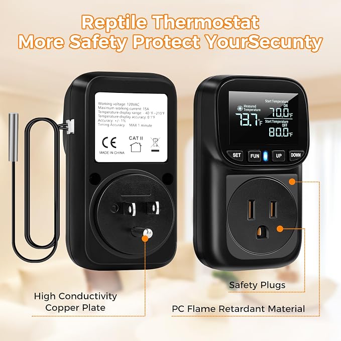 Diymore Digital Temperature Controller Outlet - 1800W Plug-in Thermostat - Image 4