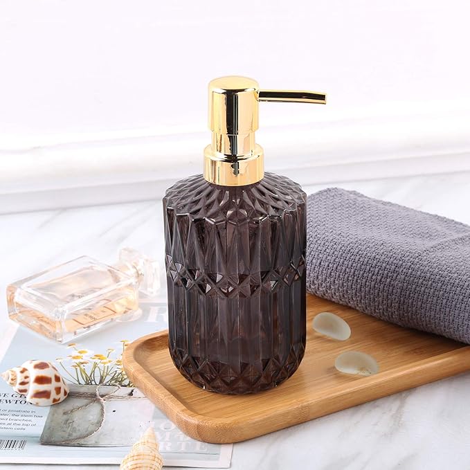 Soap Dispenser with Pump, Refillable Liquid Hand Soap Dish Soap Dispensers for Bathroom Counter, Kitchen Sink (Dark Gray)