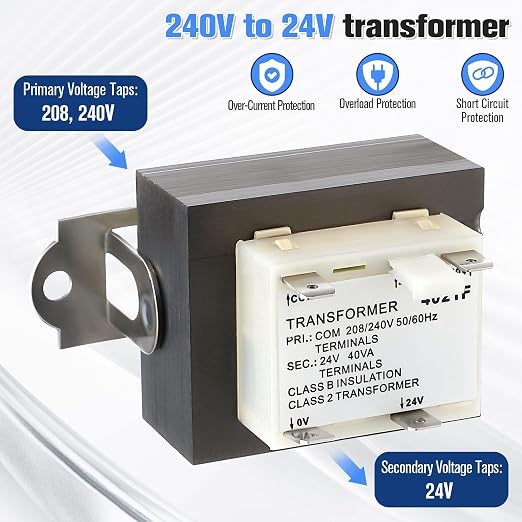 2 Pack 240V to 24V Transformer Secondary 24V, 0130M00138S 40VA Transformer - Image 2