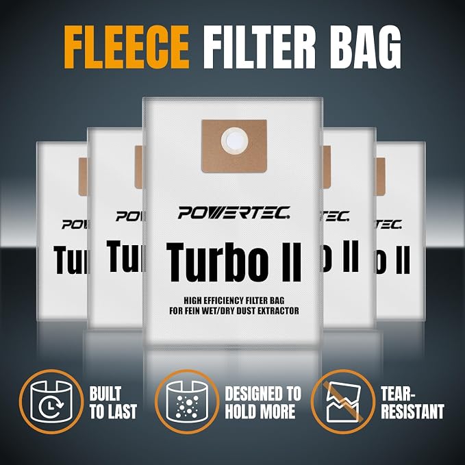POWERTEC Fleece Filter Bag 5 Pack - Image 8