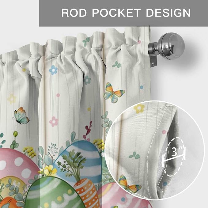 Happy Easter Curtain Valances for Windows, Kitchen Valance Window Treatment - Image 5