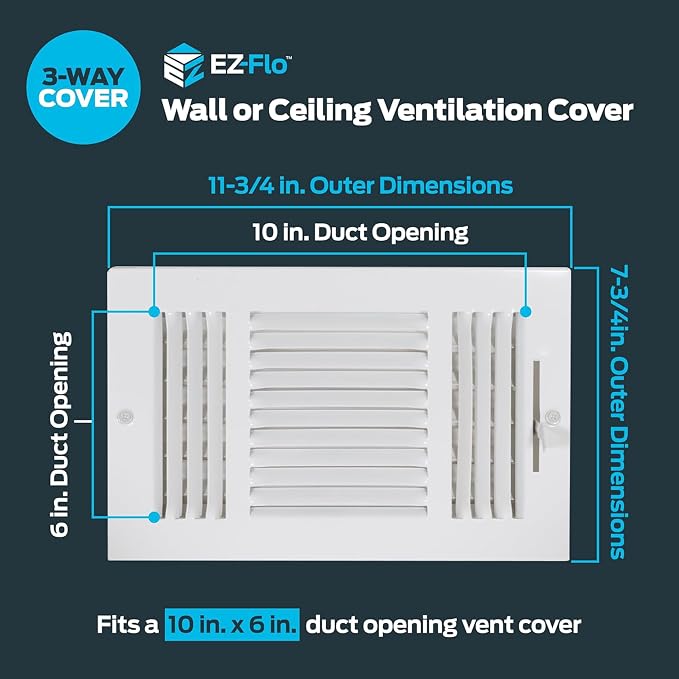 EZ-FLO 10 x 6 Inch Air Vent Cover - Image 2