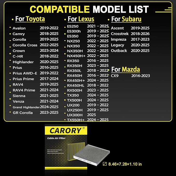 CARORY Cabin Air Filter w/Activated Carbon - Image 3