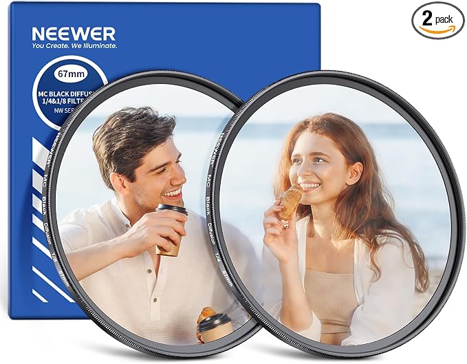 NEEWER 67mm 1/4 & 1/8 Black Diffusion Camera Lens Filter 2 Pack Set, Dreamy by Neewer