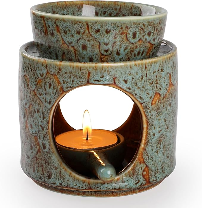 WD&CD Wax Melt Ceramic Oil Burner Green, Aroma Diffuser Essential Oil Burner by WD%26CD