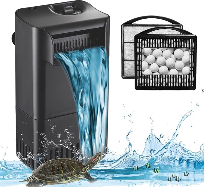 222GPH 10W Turtle Tank Filter Aquarium Filter Power Adjustable 10-40 Gal. Small by TARARIUM