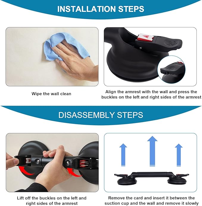 19inch Suction Shower Grab Bar, Portable Shower Handle Bar Suction Grip Bar Bathtub Handle with Strong Hold Suction Cup Fitting and Rapid Release for Bathroom(Max Capacity :300lb)