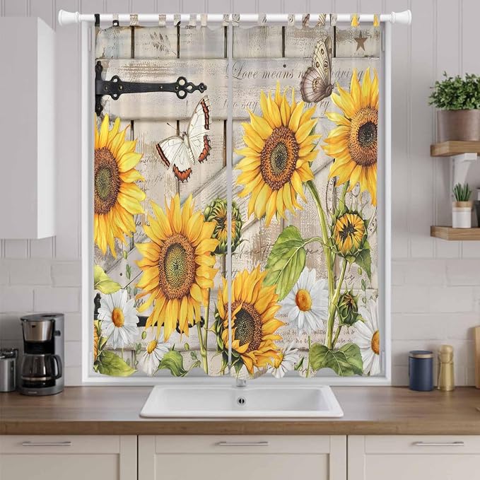 Farm Flowers Living Room Curtains 84 Inch Length, Window Curtains Tab Top - Image 9