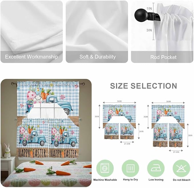 Swag Valance Curtains, Easter Truck - Image 6