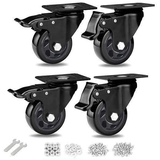3 Inch Casters Set of 4, Heavy Duty Caster Wheels 1100lbs, Swivel Plate Casters by YAEMIKY