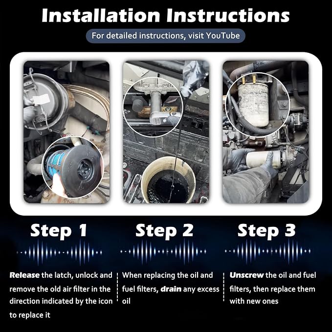 Maintenance Service Filter Kit, Air/Fuel/Oil Filter Set Compatible - Image 7