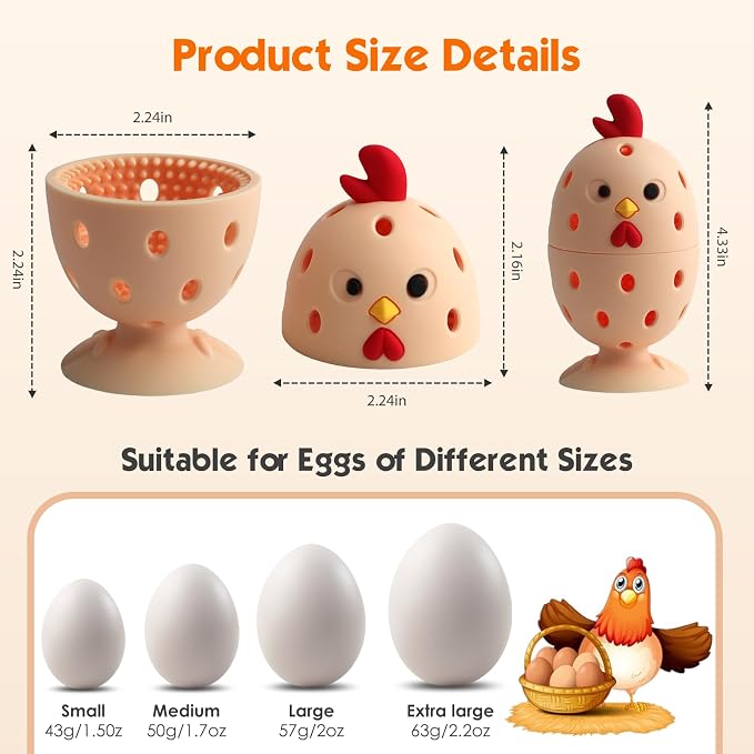 Egg Brush Cleaner, Egg Cleaner for Fresh Eggs, Cute Chick Shaped Egg Wash and - Image 2