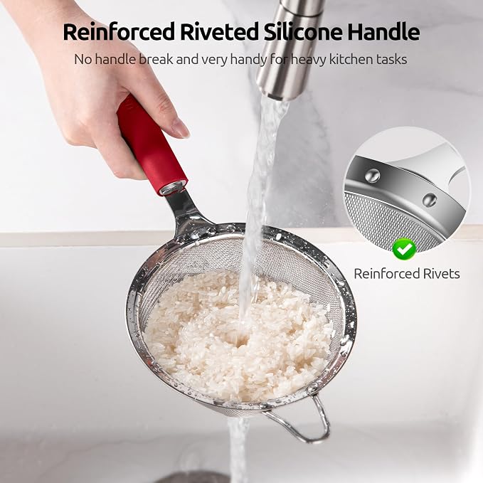 U-Taste Medium Fine Mesh Strainer: 18/8 Stainless Steel 4.73in 30 Mesh Kitchen - Image 4