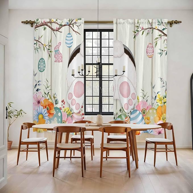 Easter Window Curtains 72 Inch Long 2 Panel Set, Rod Pocket Long Curtains & by Unknown