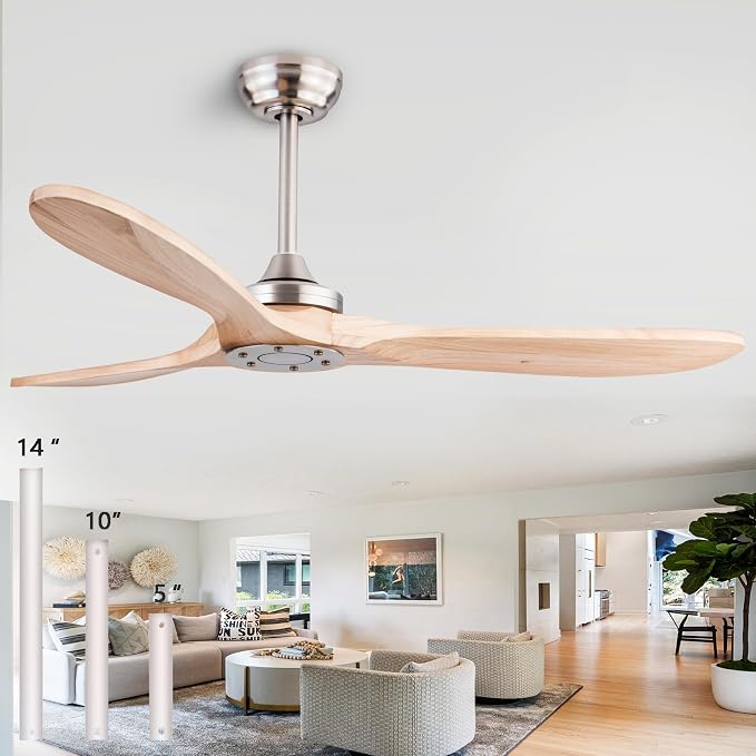 QUTWOB 52" Wood Ceiling Fan No Lights by QUTWOB
