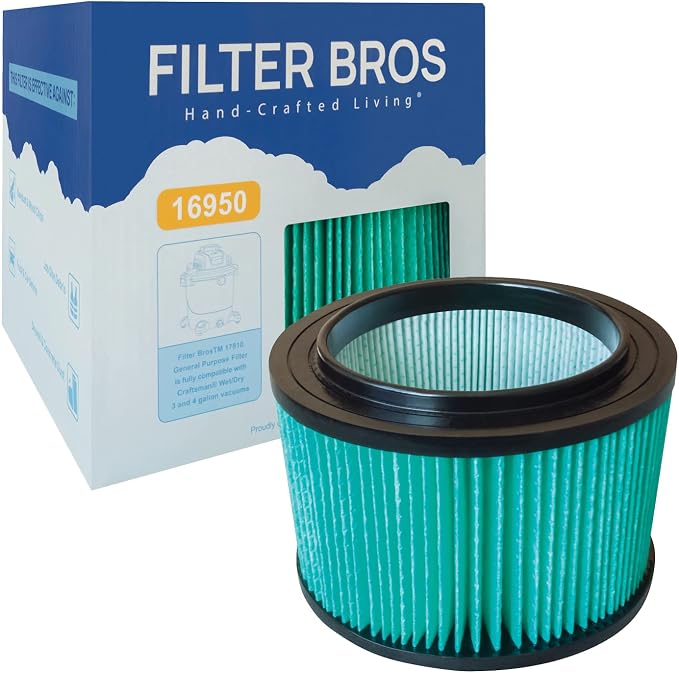 Filter Bros 16950 HEPA Replacement Filter Fits Craftsman Shop Vacuums 3-4 Gal by FilterBrosHand-CraftedLiving