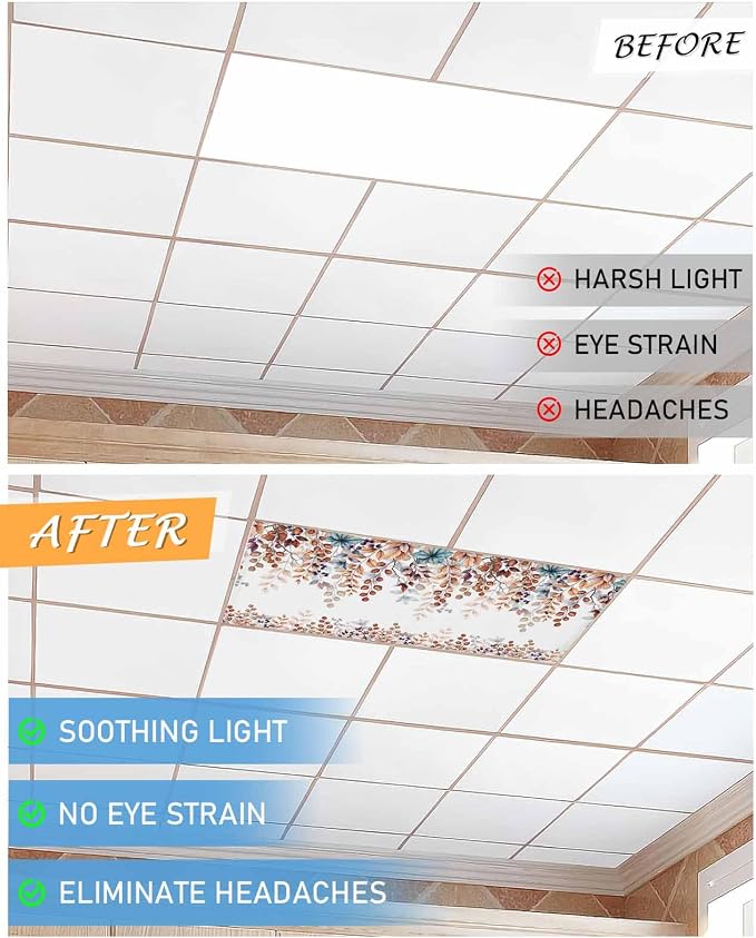 Fluorescent Light Covers for Ceiling Lights Fall Orange Eucalyptus Leaves - Image 6