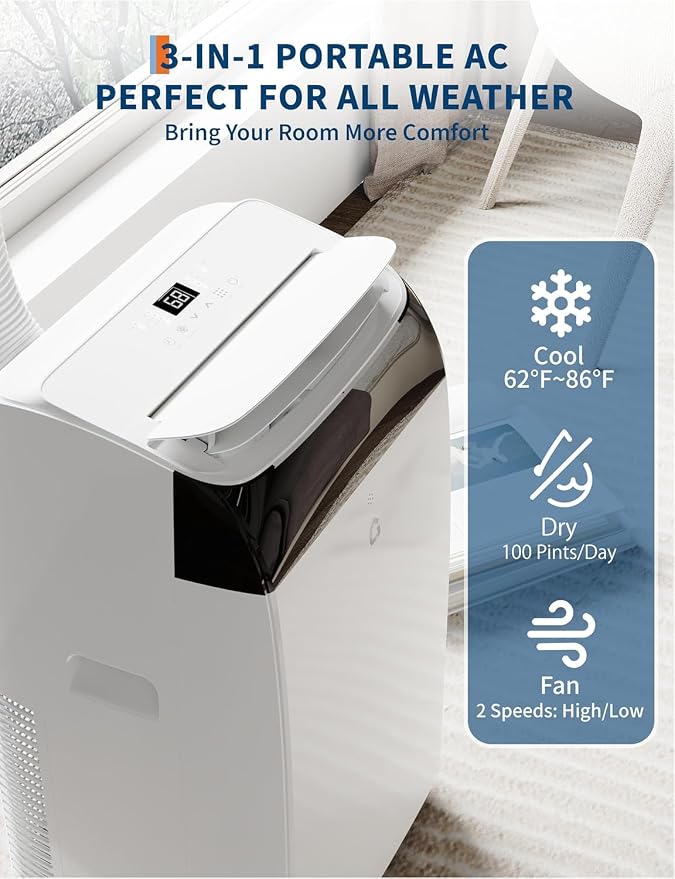 14000 BTU Portable Air Conditioners, 3-IN-1 Free Standing Cooling AC Unit - Image 4