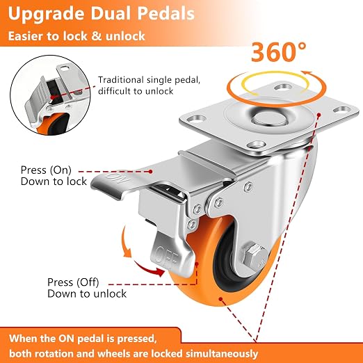Caster Wheels, Swivel Plate Caster, No Marks Castor Wheels - Image 2