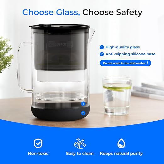 Waterdrop Large Glass Water Filter Pitcher, Eco-Friendly, - Image 2