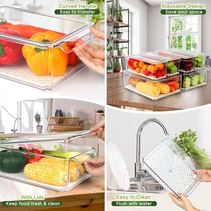 6 Pack Fridge Organizer, Stackable Refrigerator Organizer Bins - Image 4