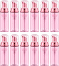 2 Oz Empty Foam Pump Bottle (12 PCS) Travel Foaming Soap Dispenser for Hand Soap, Lash Shampoo Cleanser (Transparent red&Electric red Pump&Clear Cap)