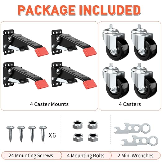SPACEKEEPER Workbench Casters kit 920 Lbs Retractable Casters Heavy Duty Bench - Image 7
