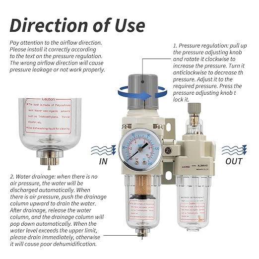 Air Pressure Regulator with Pressure Gauge, Water Separator - Image 5