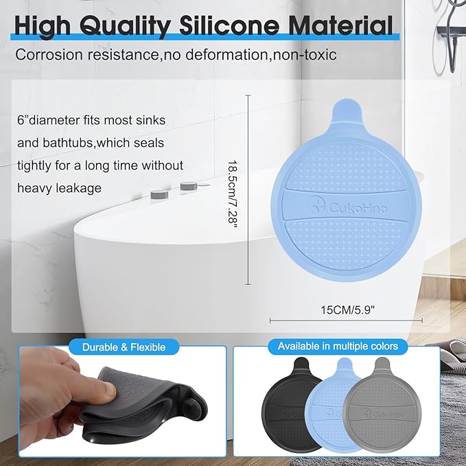 Silicone Drain Stopper for Shower & Tub,Shower,Sink,Bathtub,Floor Drain- Super Seal for Hair Clog Prevention,No More Leaks & Bad Smells - 5.9″x 7.3″,3 Pack (Patented Product)