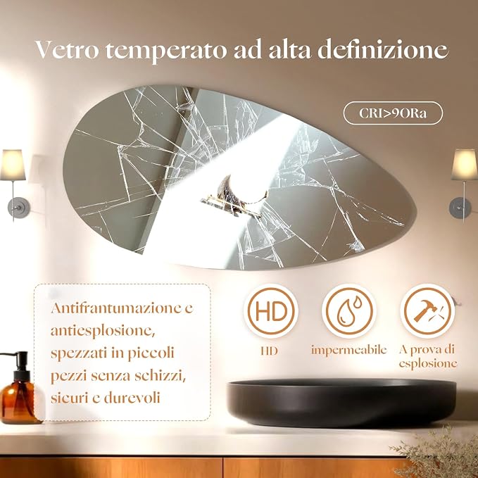 500 X800 mm Illuminated Backlit LED Bathroom Mirror, Wall Mounted Multifunction - Image 7