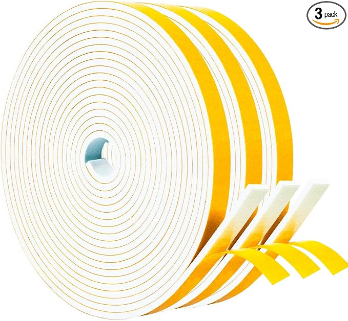 Yotache Weather Stripping Door Seal Strip White 3/8" x1/8", 50Ft Total by yotache