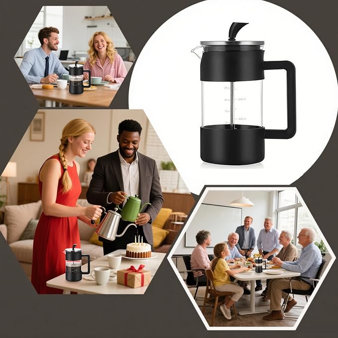 Pressed Coffee Maker 1 Liter – Portable Coffee Press System, Heat Resistant - Image 4