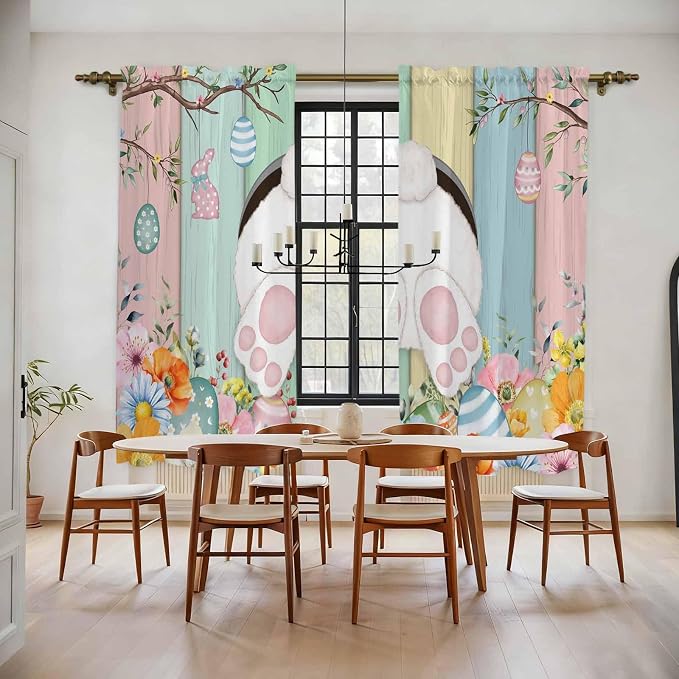 Easter Window Curtains 72 Inch Long 2 Panel Set, Rod Pocket Long Curtains & by Unknown