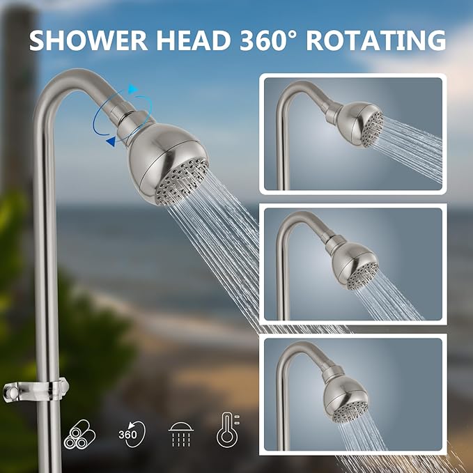 Aolemi Outdoor Shower Fixtures Kit Faucet System 3 Inch Center with Showerhead 2 Handle Exposed Shower with Brass Mix Valve Brushed Nickel
