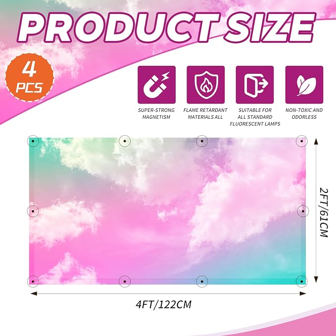 4 Pcs Light Covers, 2x4 Feet Magnetic Light Covers-Fluorescent Light Covers - Image 2